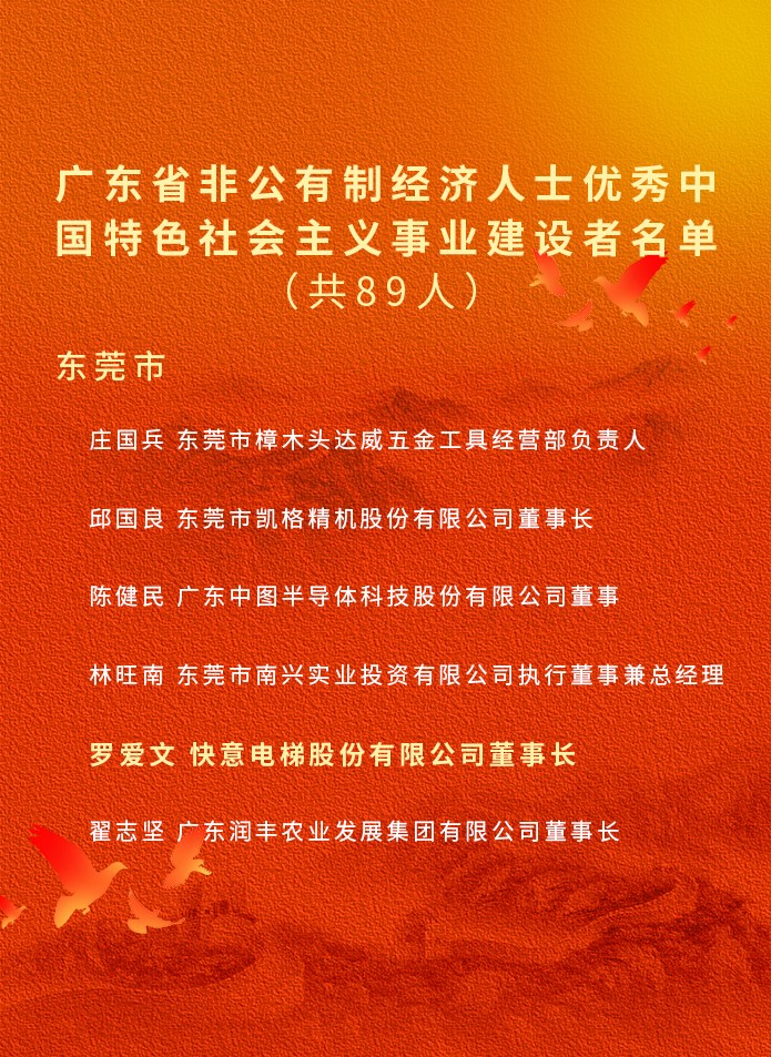 祝賀！快意電梯董事長羅愛文獲廣東省委省政府授予榮譽稱號
